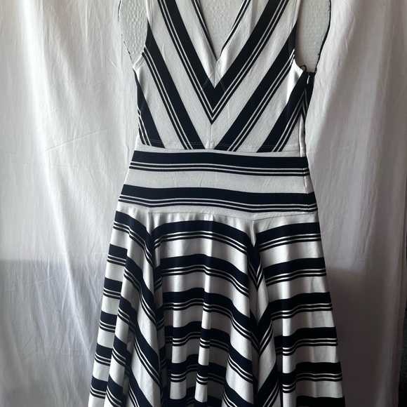 Derek Lam Monochrome Striped Midi Dress - Picture 1 of 8